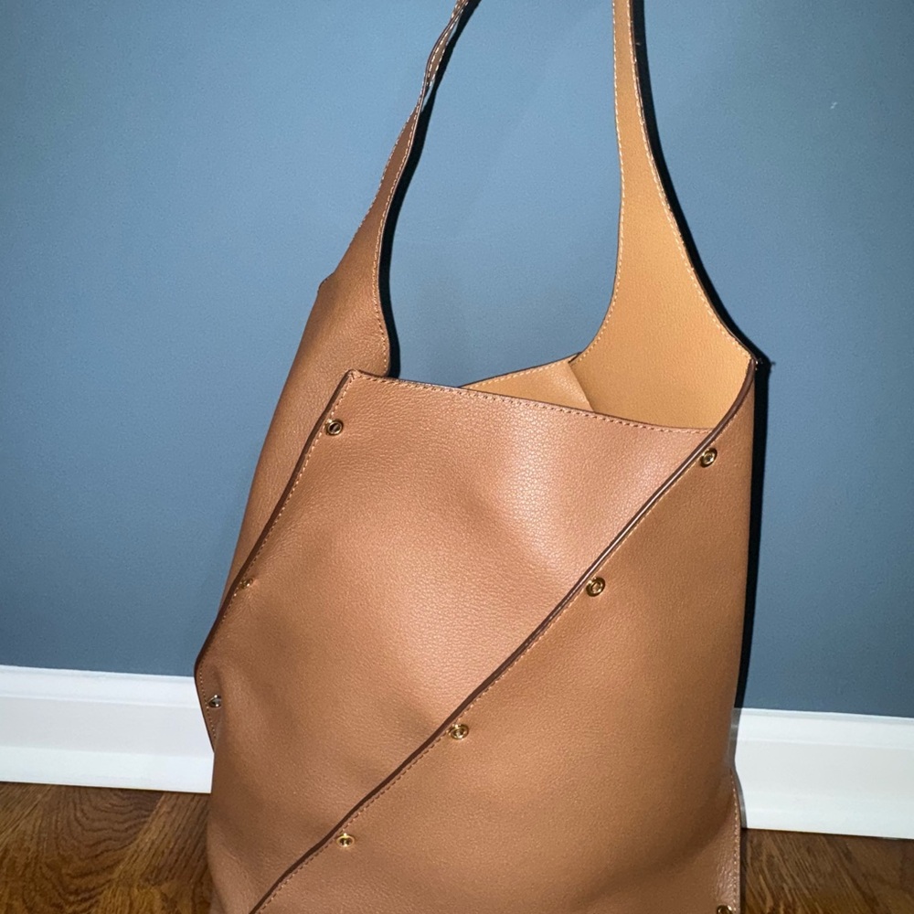 Purificacion Garcia Tan Leather Tote Bag